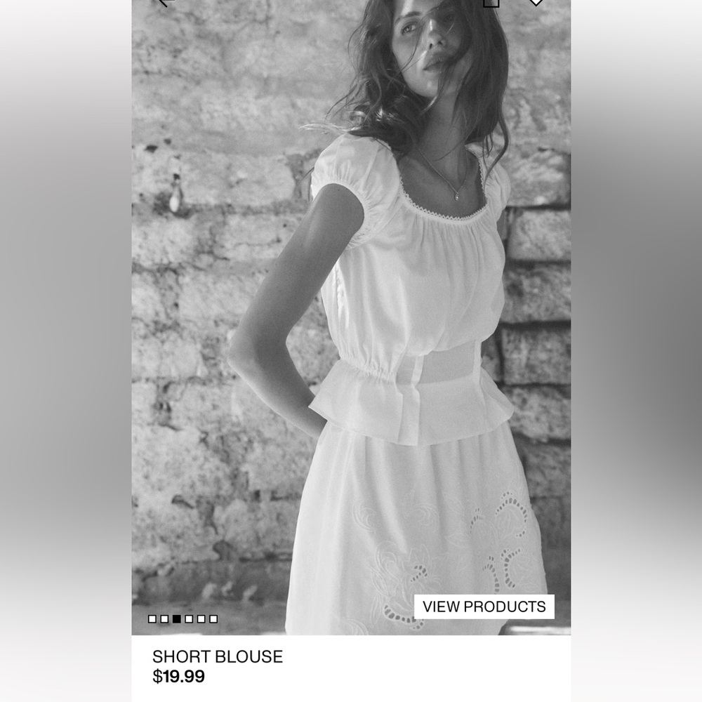 Eyelet Embroidery set  White Short Blouse Top & Skirt H&M